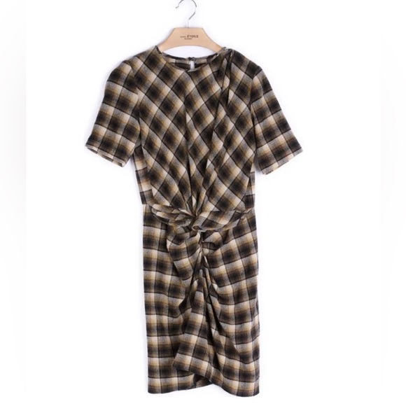 Isabel Marant Étoile Plaid Brown, Cream and Black Women's Dress - Picture 3 of 12